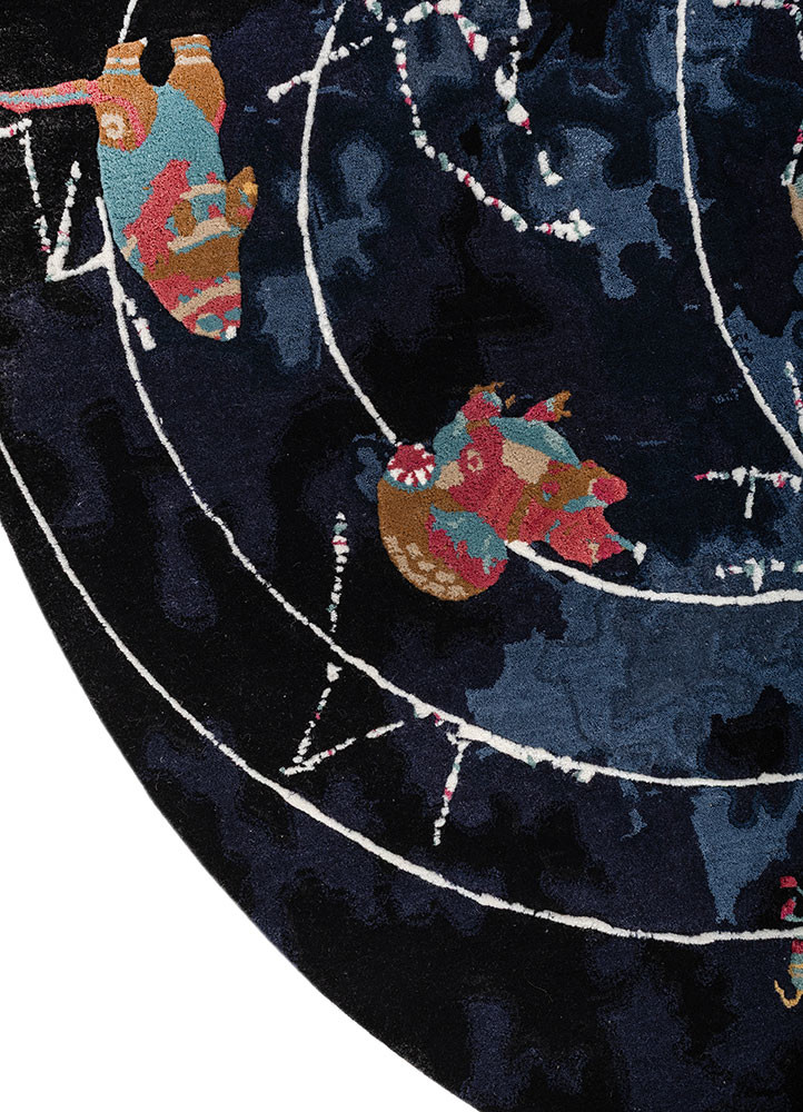 happiness grey and black wool hand tufted Rug - Corner