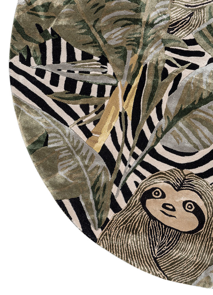 aurelia green wool and viscose hand tufted Rug - Corner