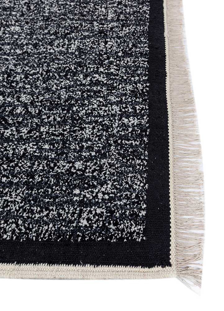 atelier grey and black wool flat weaves Rug - Corner