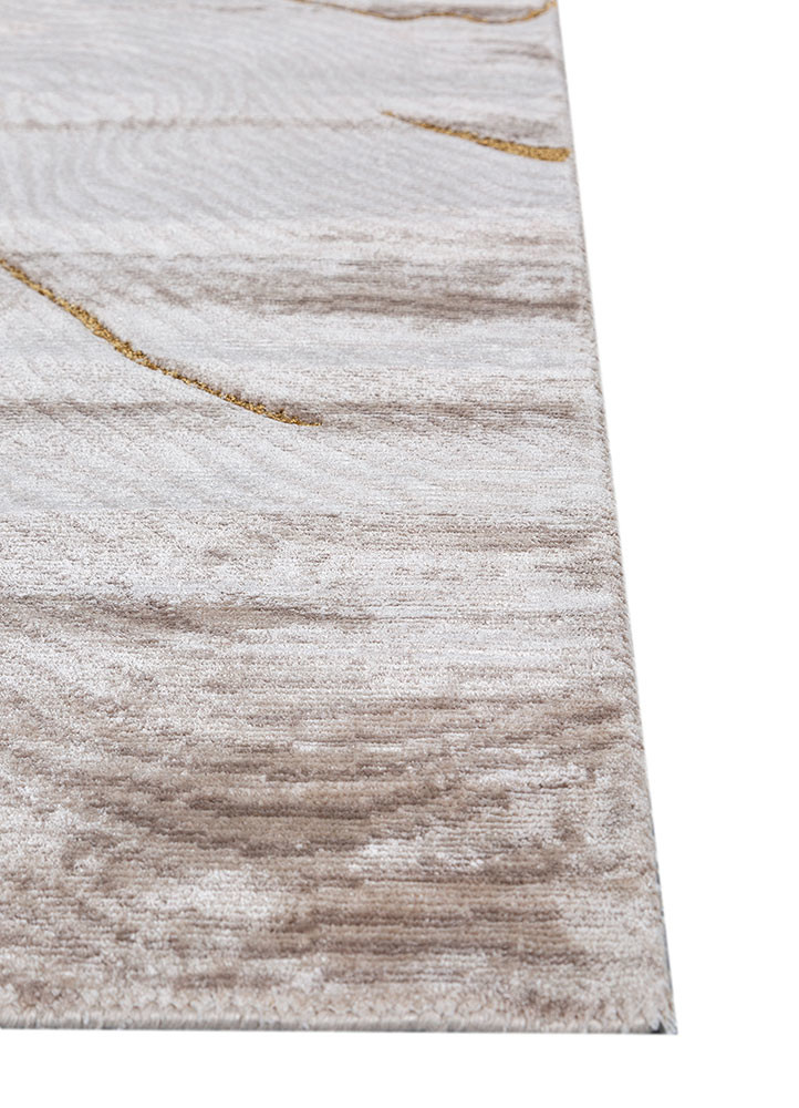 azalea ivory bamboo silk and zari hand knotted Rug - Corner