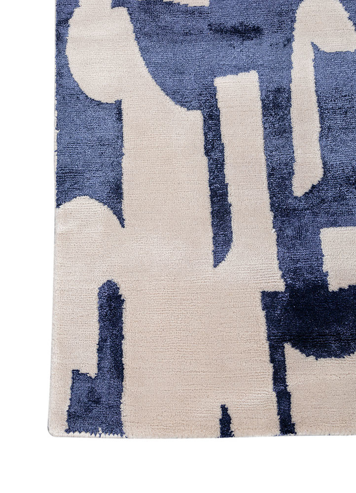 white noise ivory wool and bamboo silk hand knotted Rug - Corner white noise ivory wool and bamboo silk hand knotted Rug - Corner