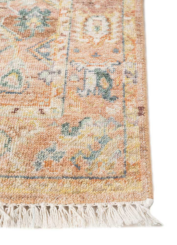 someplace in time red and orange wool hand knotted Rug - Corner