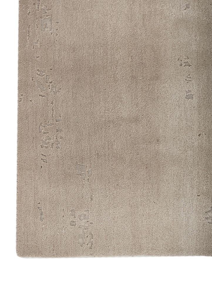 aprezo beige and brown wool and bamboo silk hand knotted Rug - Corner