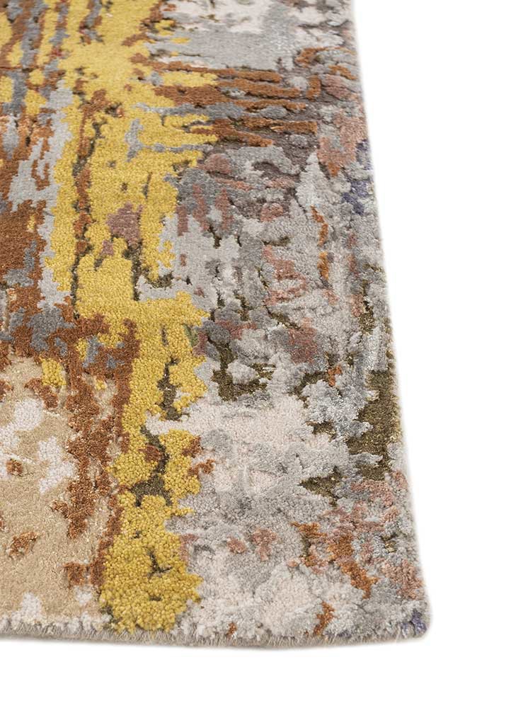 project error by kavi grey and black wool and bamboo silk hand knotted Rug - Corner