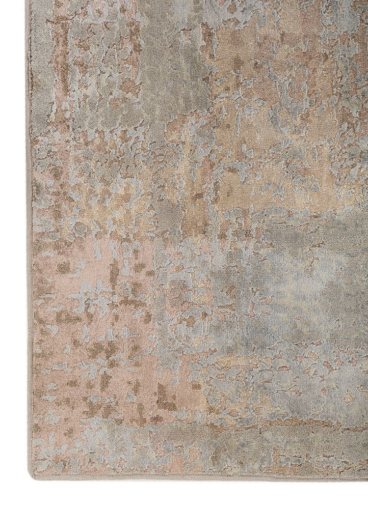 chaos theory by kavi ivory wool and bamboo silk hand knotted Rug - Corner