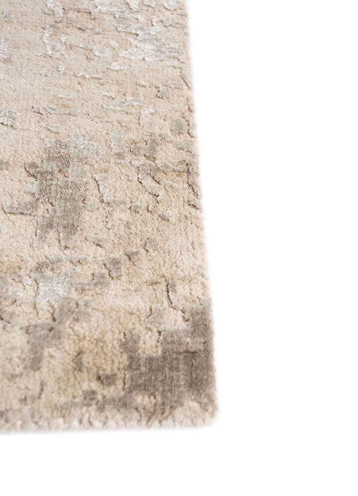 chaos theory by kavi ivory wool and bamboo silk hand knotted Rug - Corner chaos theory by kavi ivory wool and bamboo silk hand knotted Rug - Corner
