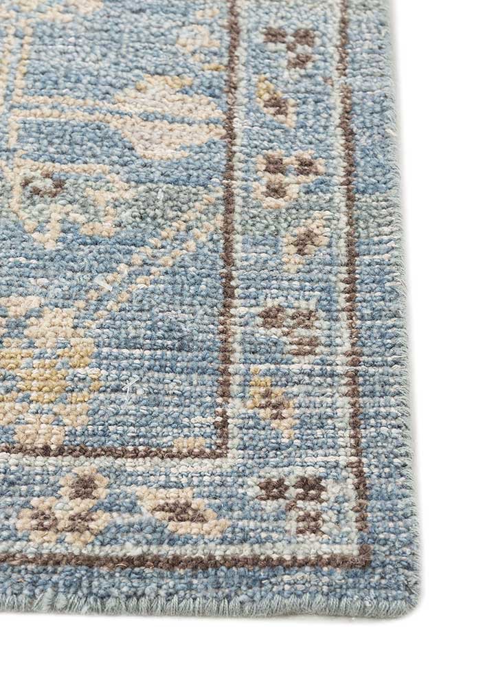 erbe blue wool hand knotted Rug - Corner erbe blue wool hand knotted Rug - Corner