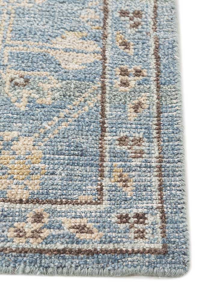 erbe blue wool hand knotted Rug - Corner erbe blue wool hand knotted Rug - Corner
