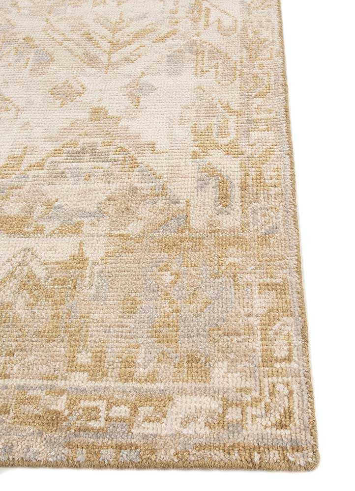 erbe gold wool hand knotted Rug - Corner