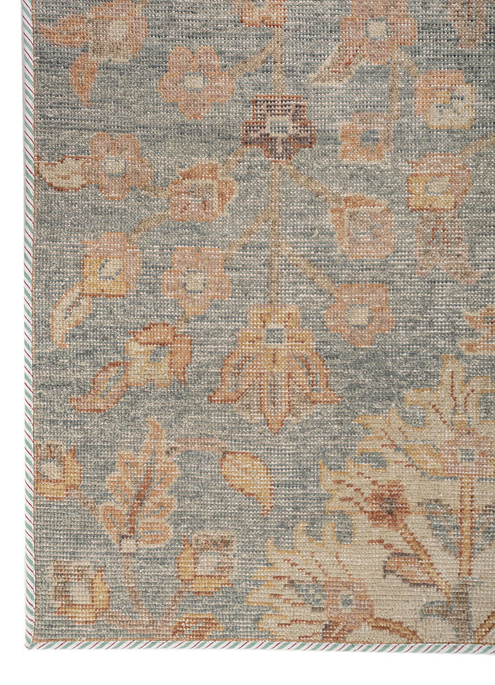 erbe blue wool hand knotted Rug - Corner erbe blue wool hand knotted Rug - Corner