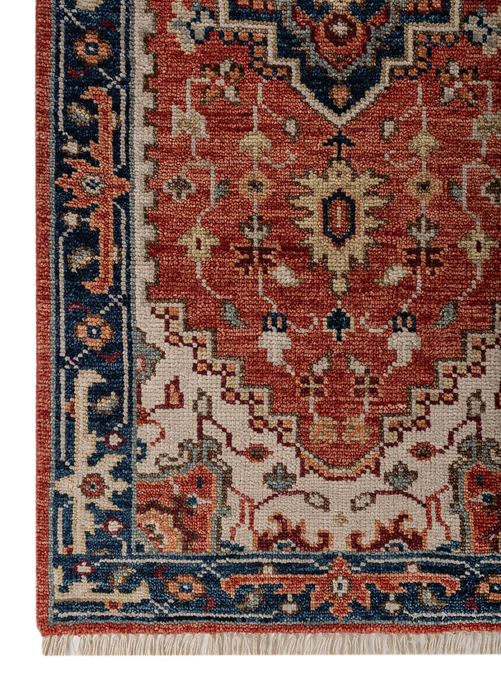 savana red and orange wool hand knotted Rug - Corner savana red and orange wool hand knotted Rug - Corner