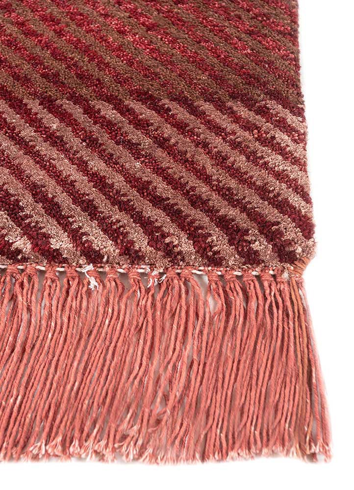 manchaha red and orange wool and bamboo silk hand knotted Rug - Corner