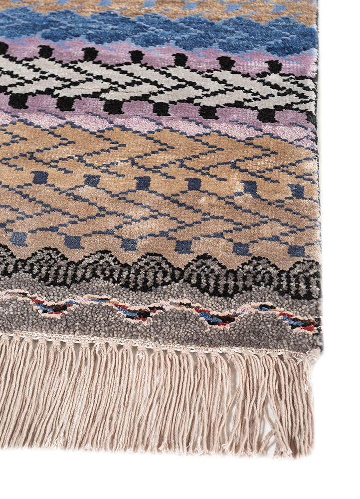 manchaha grey and black wool and bamboo silk hand knotted Rug - Corner manchaha grey and black wool and bamboo silk hand knotted Rug - Corner