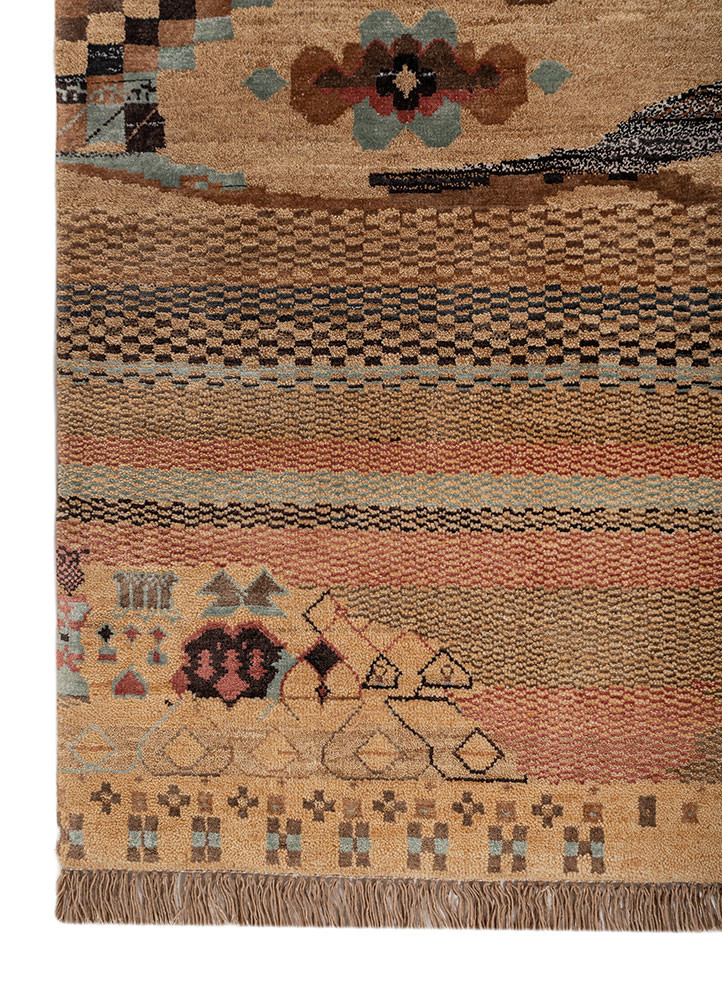 manchaha gold wool and bamboo silk hand knotted Rug - Corner manchaha gold wool and bamboo silk hand knotted Rug - Corner