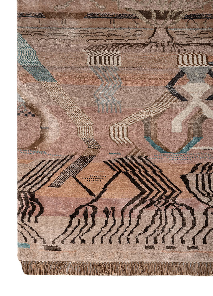 manchaha red and orange wool and bamboo silk hand knotted Rug - Corner manchaha red and orange wool and bamboo silk hand knotted Rug - Corner