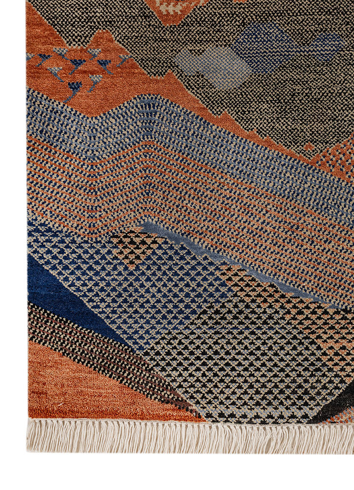 manchaha blue wool and bamboo silk hand knotted Rug - Corner