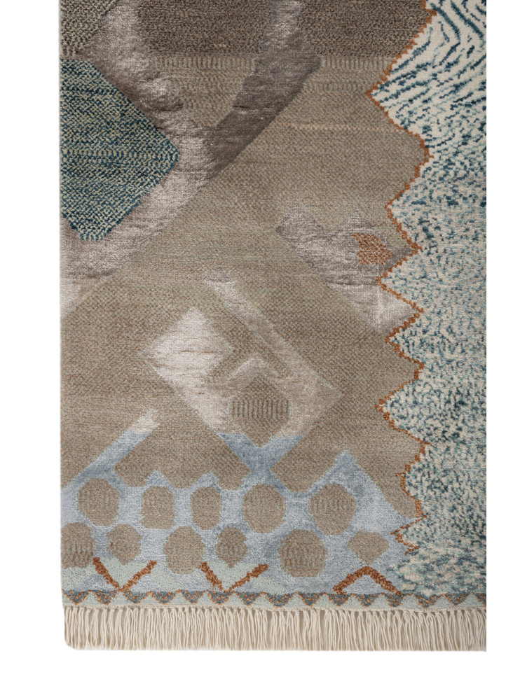 manchaha blue wool and bamboo silk hand knotted Rug - Corner manchaha blue wool and bamboo silk hand knotted Rug - Corner