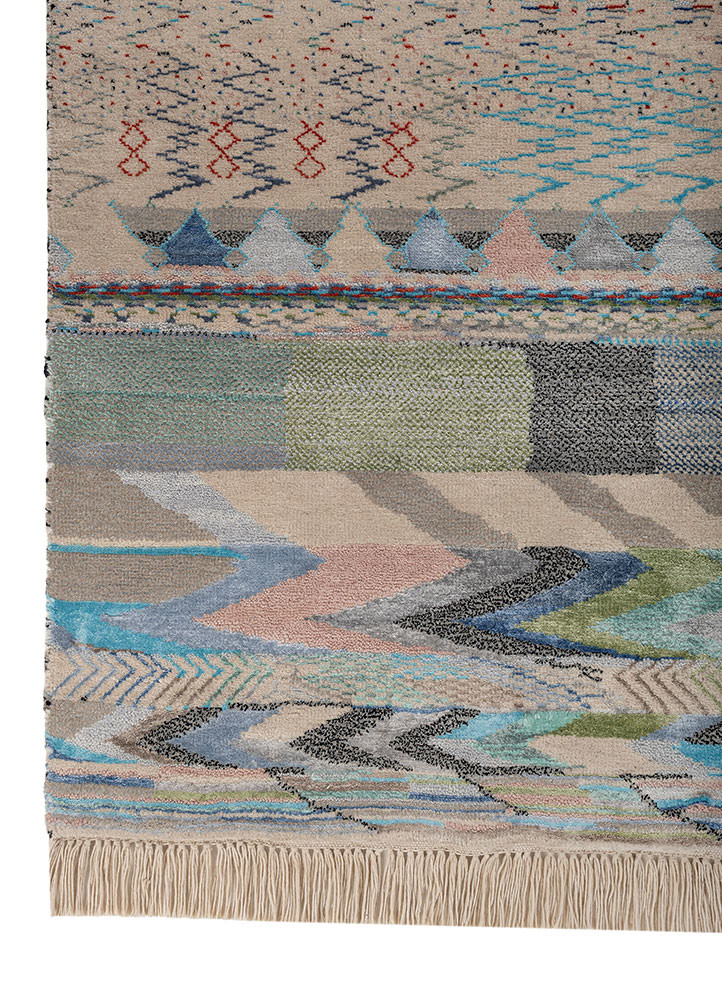 freedom manchaha ivory wool and bamboo silk hand knotted Rug - Corner freedom manchaha ivory wool and bamboo silk hand knotted Rug - Corner