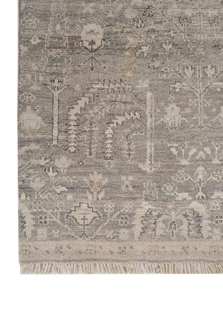 erbe grey and black wool hand knotted Rug - Corner