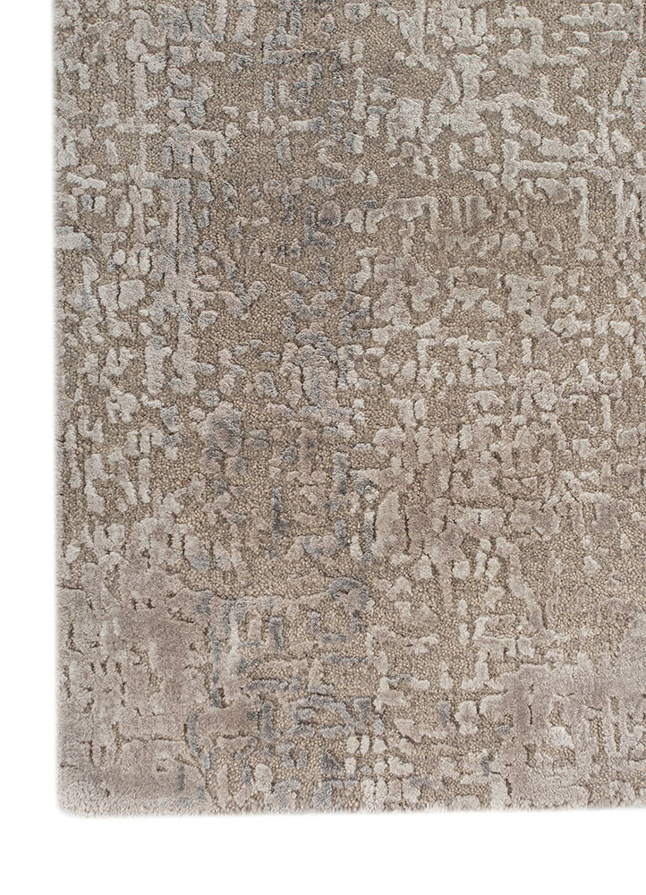 uvenuti grey and black wool and bamboo silk hand knotted Rug - Corner