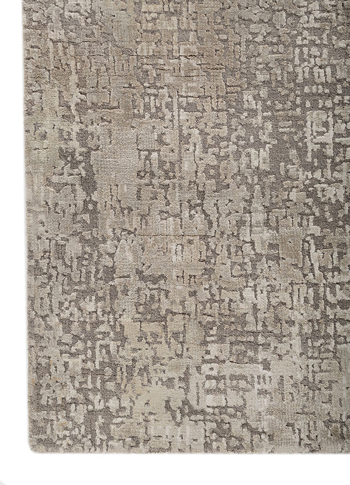 entropy ivory wool and bamboo silk hand knotted Rug - Corner entropy ivory wool and bamboo silk hand knotted Rug - Corner