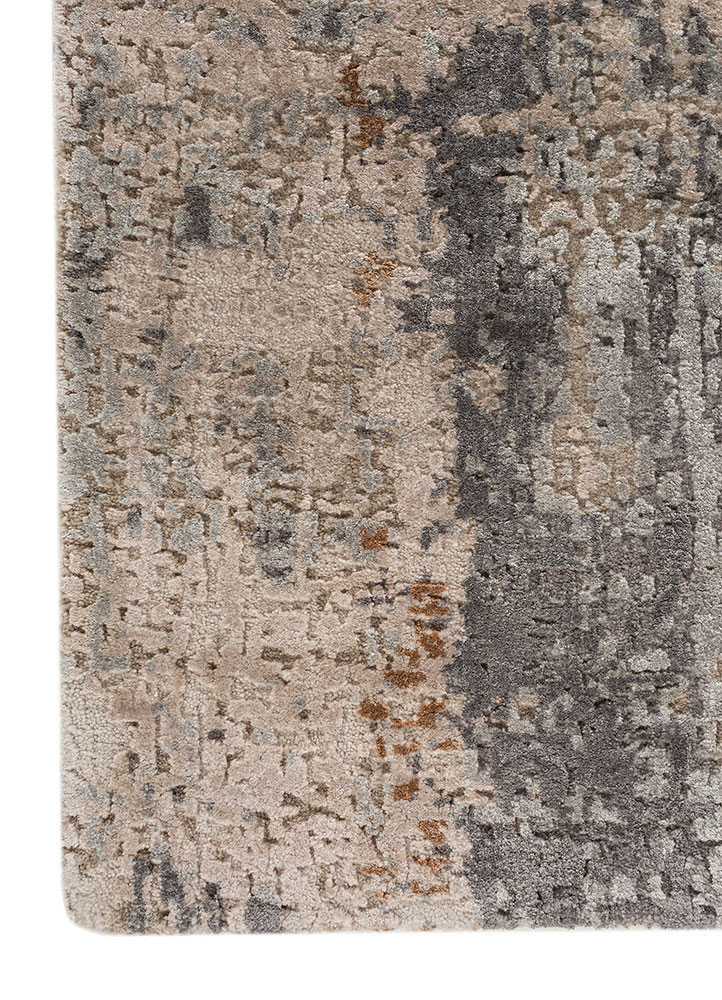 uvenuti ivory wool and bamboo silk hand knotted Rug - Corner uvenuti ivory wool and bamboo silk hand knotted Rug - Corner