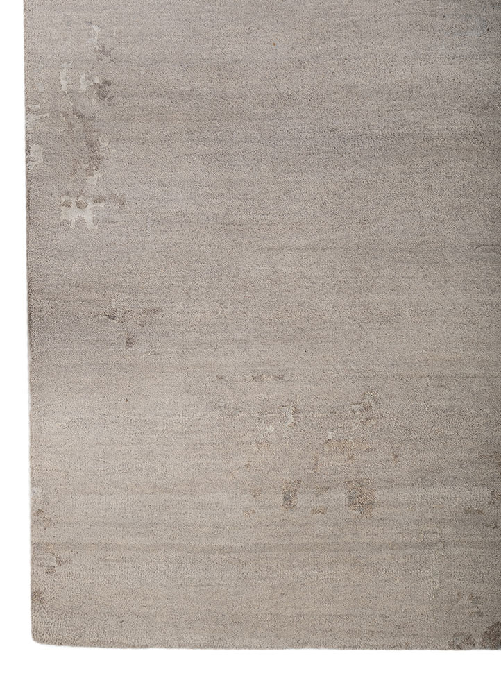 chaos theory by kavi grey and black wool and bamboo silk hand knotted Rug - Corner