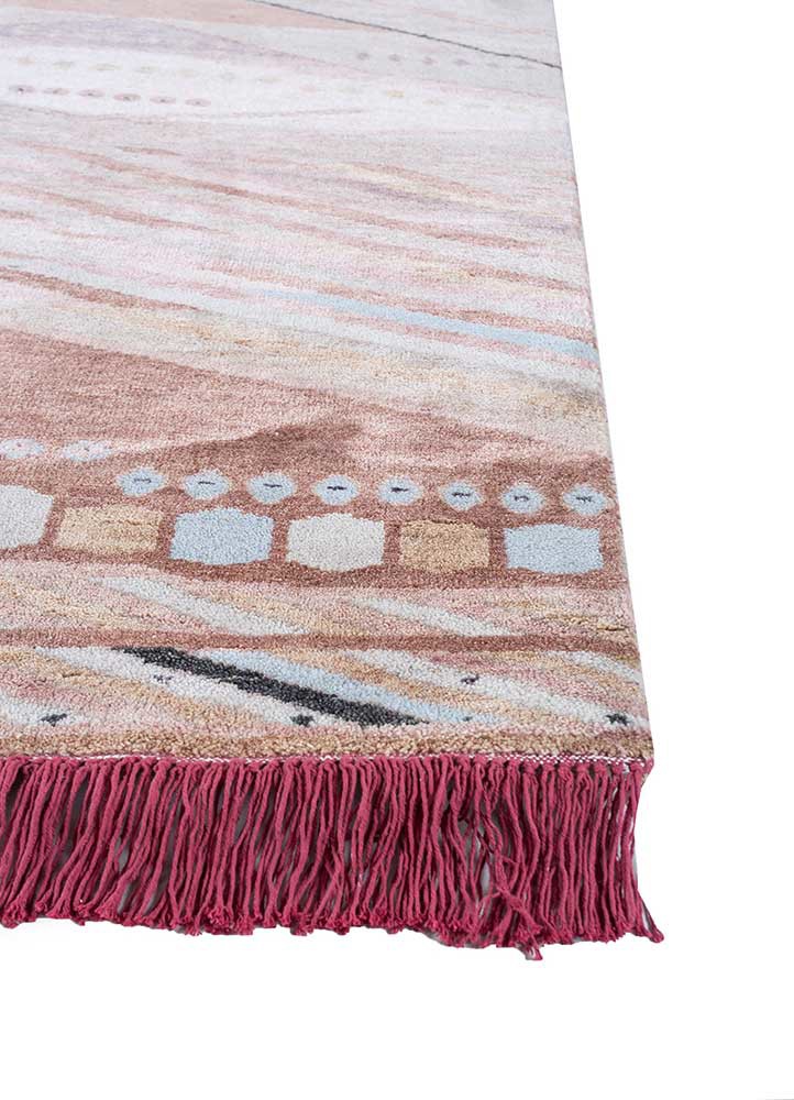 manchaha pink and purple wool and silk hand knotted Rug - Corner manchaha pink and purple wool and silk hand knotted Rug - Corner
