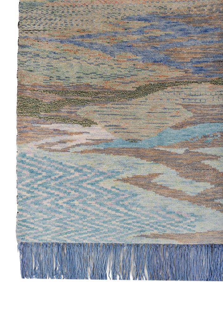 kavi x freedom manchaha pink and purple wool hand knotted Rug - Corner
