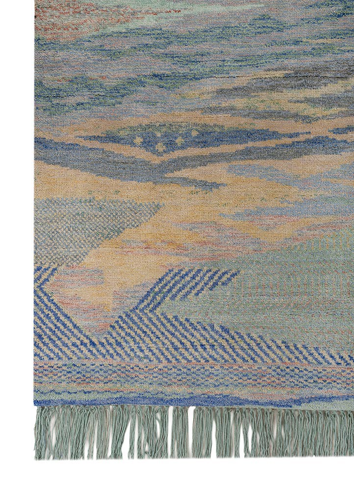 kavi x freedom manchaha pink and purple wool hand knotted Rug - Corner