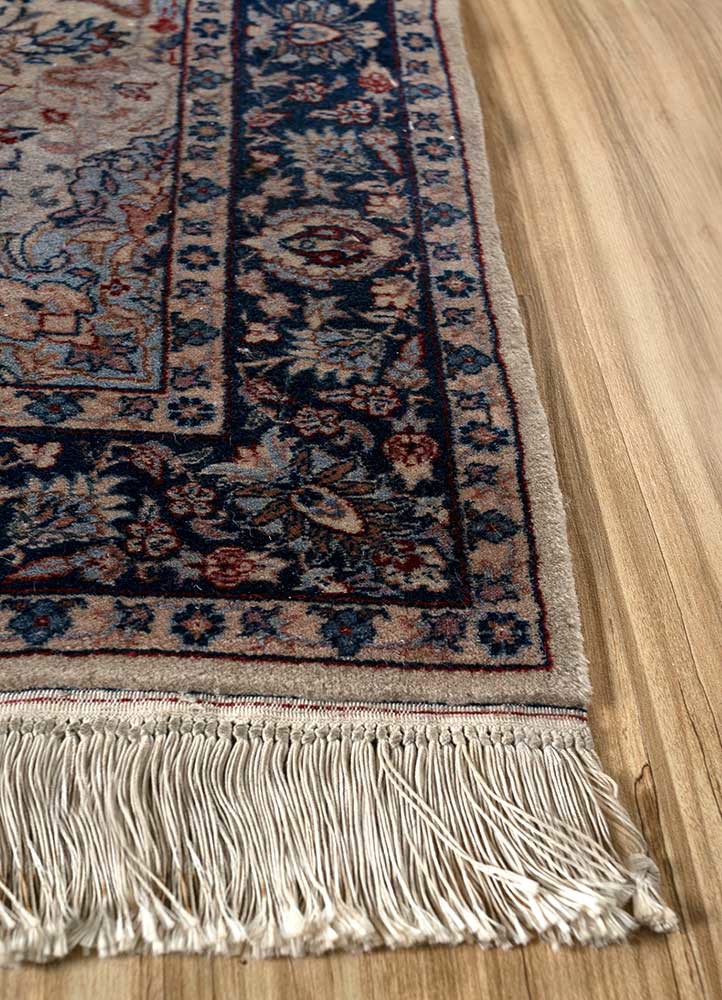 aalam blue wool hand knotted Rug - Corner aalam blue wool hand knotted Rug - Corner