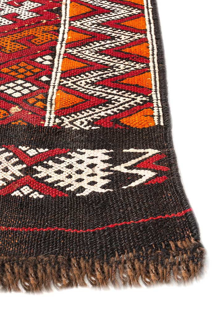 kiaan red and orange wool hand knotted Rug - Corner