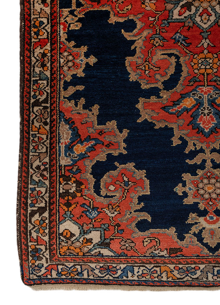 aalam blue wool hand knotted Rug - Corner