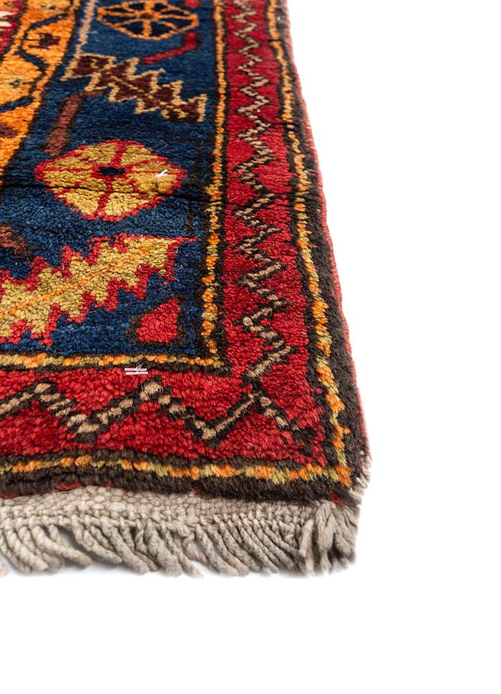 aalam blue wool hand knotted Rug - Corner