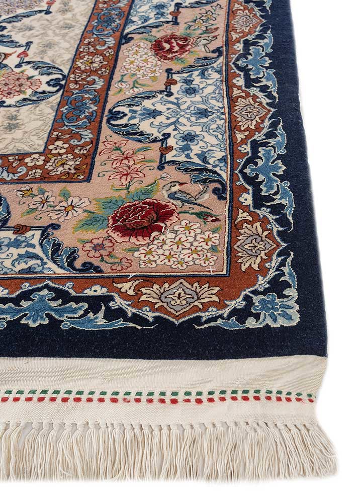aalam blue wool hand knotted Rug - Corner aalam blue wool hand knotted Rug - Corner