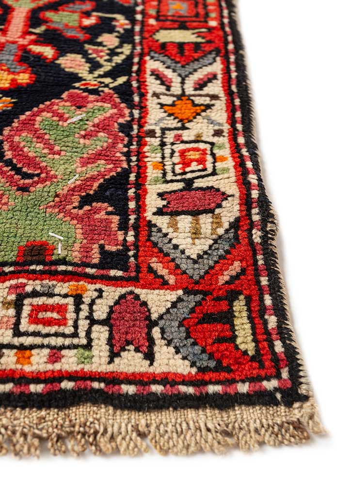 aalam blue wool hand knotted Rug - Corner