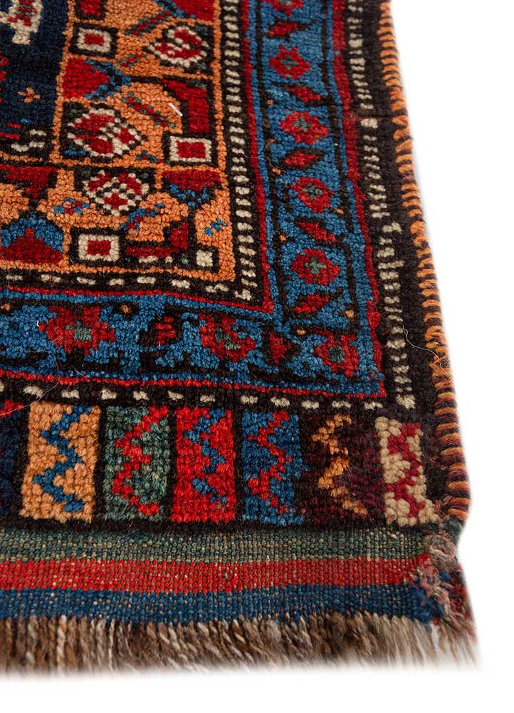 aalam red and orange wool hand knotted Rug - Corner aalam red and orange wool hand knotted Rug - Corner