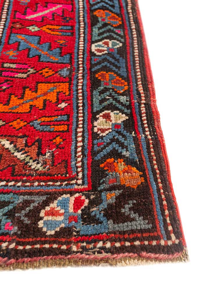 aalam red and orange wool hand knotted Rug - Corner aalam red and orange wool hand knotted Rug - Corner