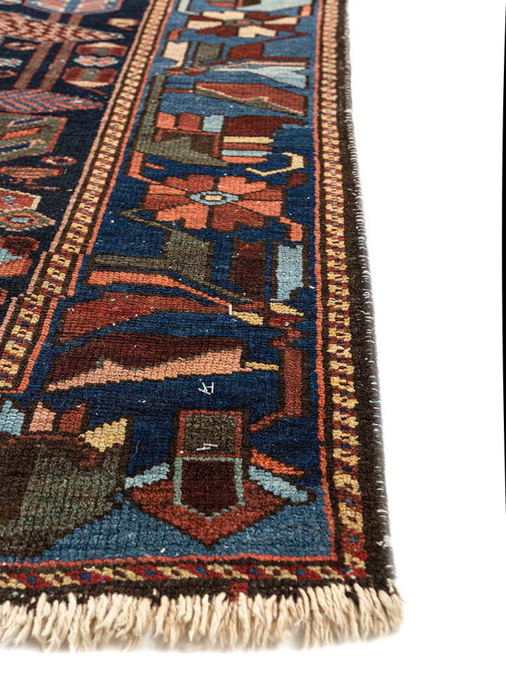 kiaan blue wool hand knotted Rug - Corner