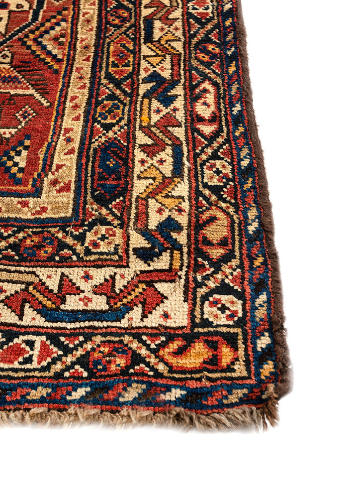 aalam red and orange wool hand knotted Rug - Corner aalam red and orange wool hand knotted Rug - Corner