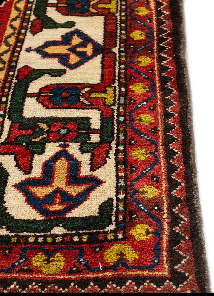 kiaan red and orange wool hand knotted Rug - Corner