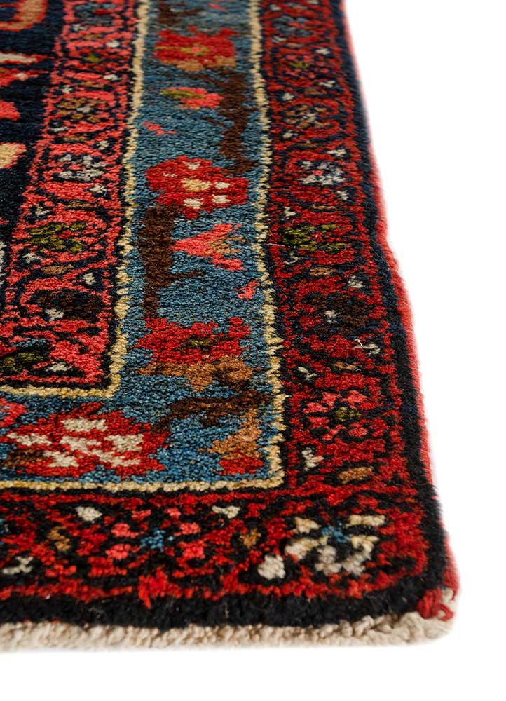 aalam blue wool hand knotted Rug - Corner
