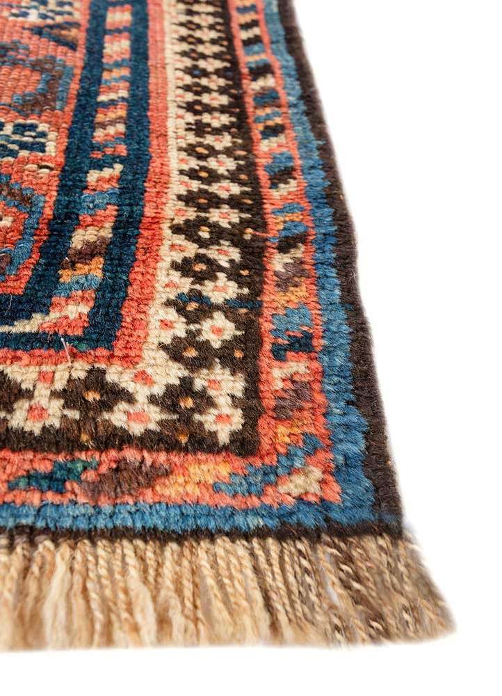 aalam blue wool hand knotted Rug - Corner
