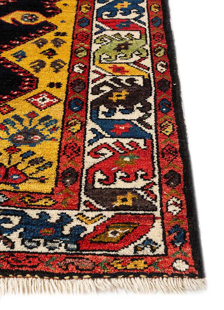 kiaan red and orange wool hand knotted Rug - Corner