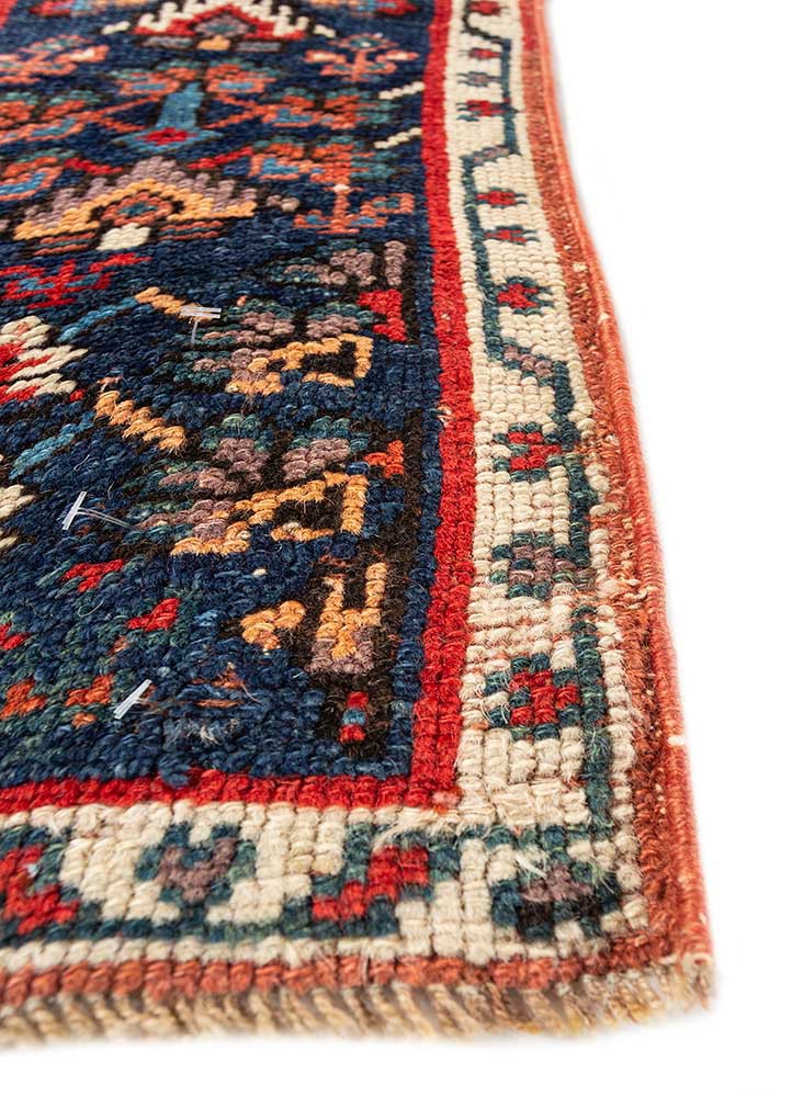 aalam red and orange wool hand knotted Rug - Corner