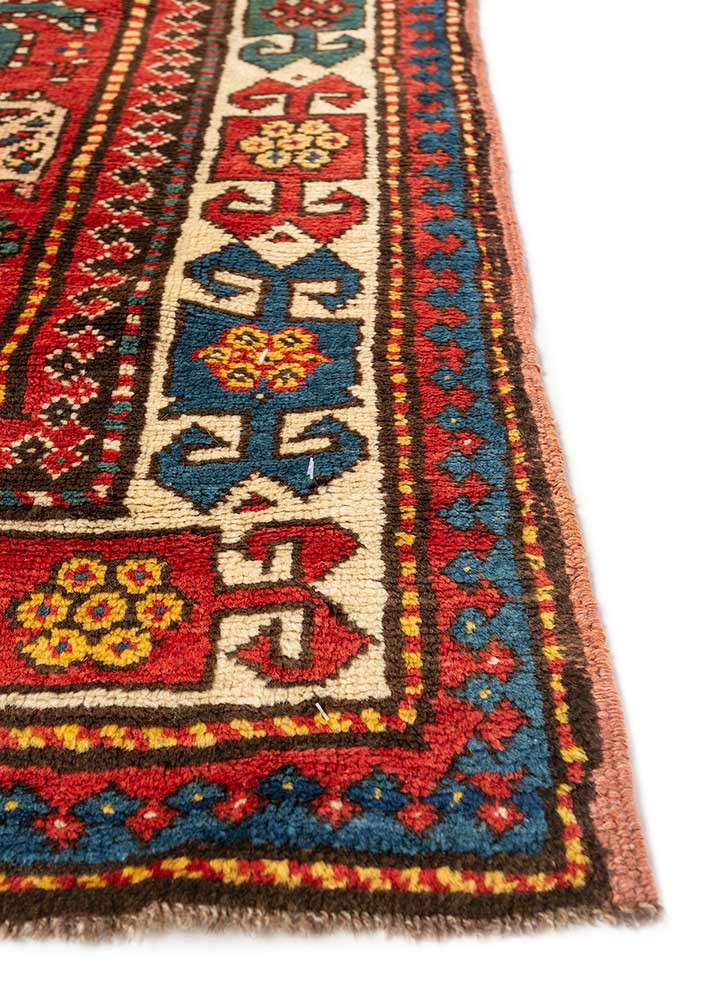 kiaan red and orange wool hand knotted Rug - Corner