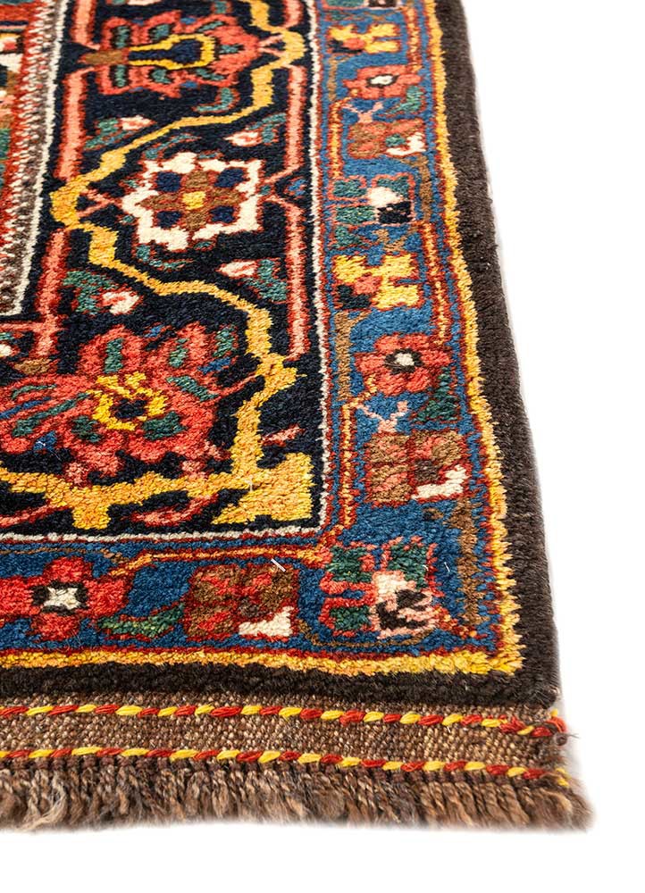 aalam blue wool hand knotted Rug - Corner