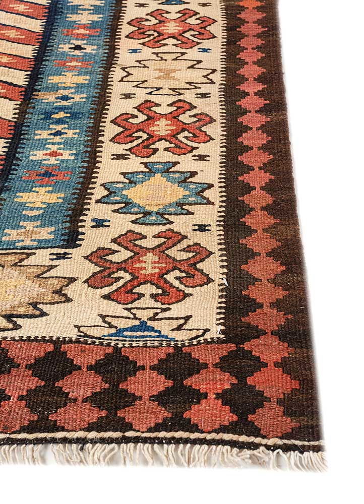 nayaab grey and black wool flat weaves Rug - Corner
