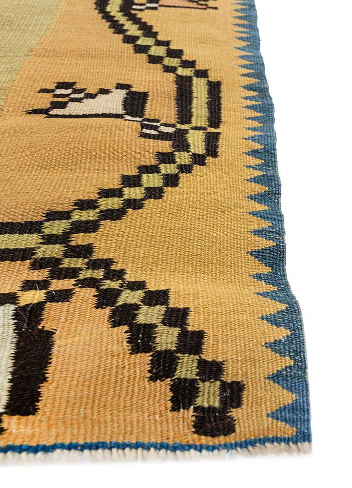 nayaab green wool flat weaves Rug - Corner nayaab green wool flat weaves Rug - Corner