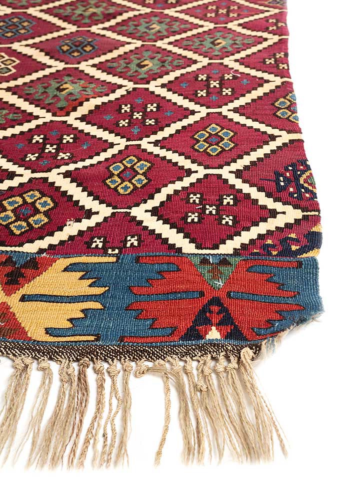 nayaab pink and purple wool flat weaves Rug - Corner nayaab pink and purple wool flat weaves Rug - Corner